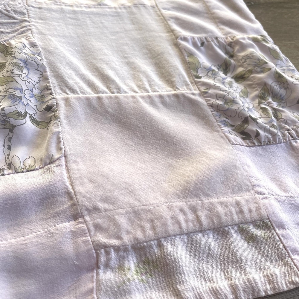 Bella Notte Pink Patchwork Pillowsham Quilted Squares Linen 25"x25" USA - Picture 2 of 8